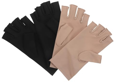 Ipetboom 2pares Guantes de Belleza Protección Solar Negros sin Dedos para Lámpara de Uñas para Manicuras y Decoración de Uñas Salones de Belleza
