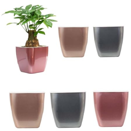 Lardenure Macetas de riego automático, macetas de plástico para Plantas de Interior, orquídeas, Violeta Africana, decoración del hogar.