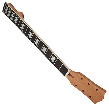 CHICIRIS Mástil de Guitarra Eléctrica, Mástil de Caoba, Diapasón de Palisandro con Incrustaciones Trapezoidales Blancas, 22 Trastes, Ajustable Bidireccional para