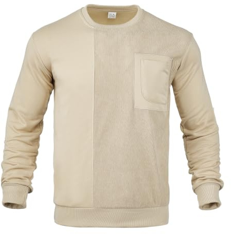 HGNTYZUN Sudadera de pana para hombre, con cremallera, manga larga, cuello redondo, con bolsillos en el pecho, camiseta de manga larga, suave, cómoda, monocolor, suéter informal, O blanco2, L