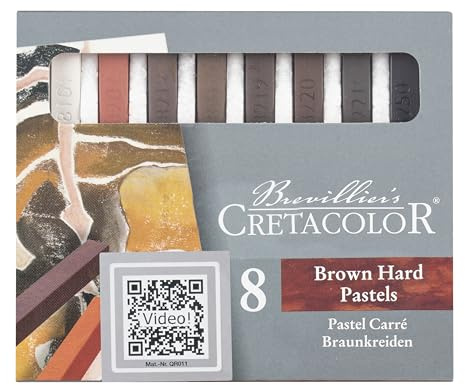 CRETACOLOR Brown Hand Pastels, Pastelli marroni, 8 pezzi, diversi usi, brillante risultato cromatico, elevata resistenza alla luce