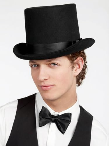 Hut Zylinder Byron Deluxe, Schwarz Halloweenkostüm Faschingskostüm Gentleman