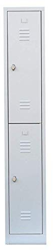 Lüllmann 2 Fächer Spind Schließfachschrank komplett montiert grau 180x31,5x50cm (HxBxT) Wertfachschrank Fächerschrank Umkleidespind 520210