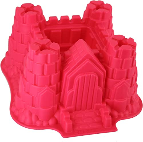 GMMH Original Silikonbackform Burg klein Kuchen Backform Kuchenform Brotbackform Obstbodenform (rot)