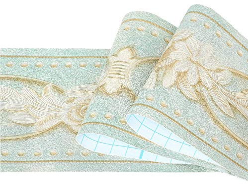 Yoillione Bordi per Carta da Parati Floreale, Bordi Adesivi Decorativi Bordo Autoadesivo, 3D Lavabile Impermeabile Rimovibile Greche Adesive per Pareti per Cucina Soggiorno Bagno 0.1x5m