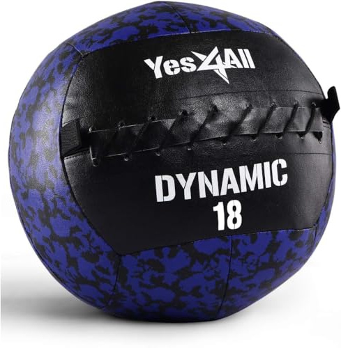 Yes4All SC7J Balle Murale Dynamique/médecine Douce, Balle Murale pour entraînement Crossfit et Exercices du Corps Complet - 8,2 kg, ‎Médecine Ball, Unique
