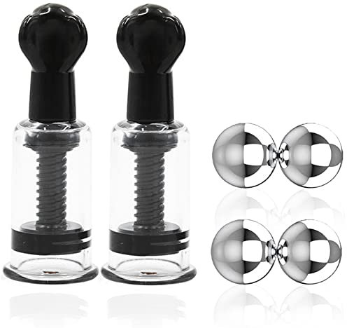 BDSMAGE 2 stk Nippelsauger & 4 stk Magnetische Nippelklemmen,Extra Stark Brust Stimulation Sexspielzeug Set,Nippel Sucker Brustwarzensauger Klitoris Sauger Vagina Klitoris Brustpumpe Für Frauen Paare