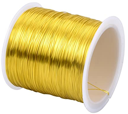 100m x 0,3mm Kupfer Schmuckdraht Schmuck Faden für Basteln Kupferdrahtrolle Handwerk Schmuck Draht Perlendraht Basteldraht für Schmuckherstellung DIY Armbänder Halsketten Ohrring Handwerk, Golden