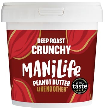 ManiLife Deep Roast Crunchy Peanut Butter, 900g Tub - Rich and Intense Vegan Peanut Butter Made from Single Origin Grade-A Argentine Peanuts - No Palm Oil, No Added Sugar, No GMOs