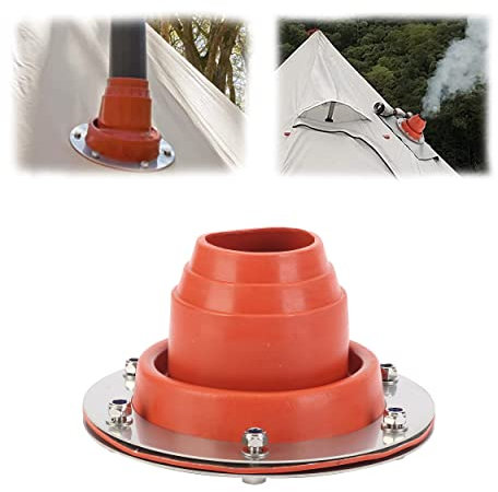 aleawol Tent Flashing Stove Jack Kit with Silicone Pipe Resistant to 300 Degrees and Stainless Steel Base,Tent Flue Flashing Kit Outdoor Camping Accessories for Wood Burner Traveller Stove