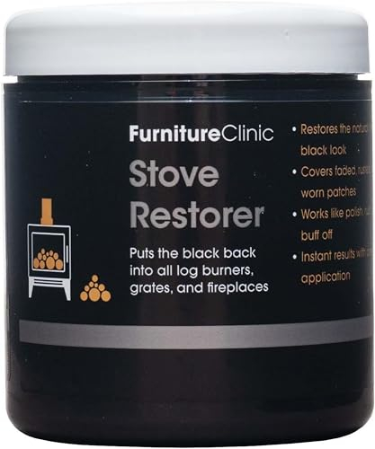 Restaurateur de poêle Furniture Clinic – Restaure la couleur noire mate naturelle sur les brûleurs à bûches, les grilles et les cheminées. Fonctionne comme un vernis - 250 ml