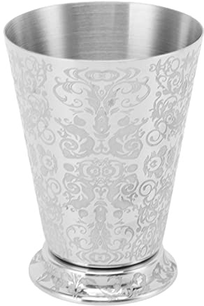 Tissting 400ml Edelstahl Cocktailglas Silber - Vintage-Design Metallbecher für Party, Bar und Zuhause, 11.7 x 8.6 x 6.8 cm (4.6 x 3.4 x 2.7 Zoll)