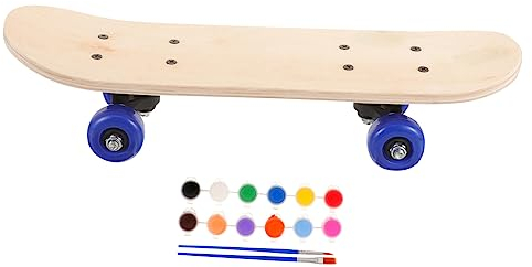 COHEALI Skateboarddeck Selbstgemacht Satz Unfertiges Blank Holzskateboard mit Malwerkzeugen Pigmenten und Pinseln Graffiti Skateboard zum Selbstgestalten für Kinder Teenager Partygeschenk 43cm