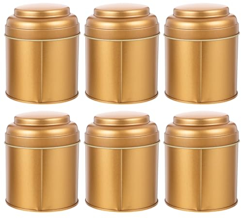 Holibanna 6Pcs Barattolo Di Per Il Tè Con Doppi Coperchi Ermetici Rotonda Può Perdere Foglia Scatola Tè Contenitori Di Stoccaggio Di Caramelle In Metallo Per Caffè Bustine Di