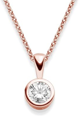 Amoonìc Collier Femme Or Rose (Argent 925 plaqué Or Rose) Pendentif Solitaire Zircon | Idée Cadeau Femme Femmes Copine Fille Maman Petite Amie Anniversaire Amour | Bijoux Femme