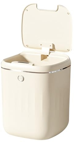 Poubelle Automatique de 20 Litres avec Capteur de Mouvement, CorbeilleContact pour Cuisine, Salle de Bain, Chambre à Coucher, 9,8 X 12,6 X 9,8 (Beige)