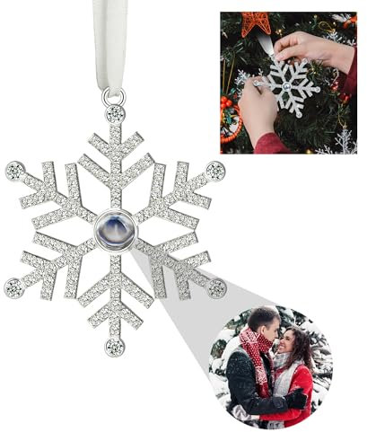Personalisierte Foto Weihnachtsschmuck benutzerdefinierte hängende Schneeflocke Projektion Anhänger Weihnachtsbaum Dekoration mit Bild im Inneren Home Decor für Xmas Party