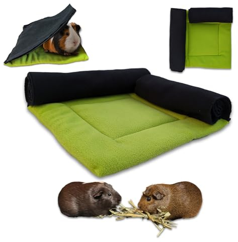 NEO SOLVO Fleece-Kissen mit 2 gerollten Tunneln – Meerschweinchen | 30 x 30 cm – Saugfähig und komfortabel – Kann zu einer einzigartigen Spielfläche kombiniert werden.