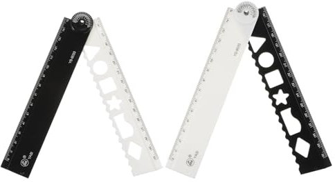 QUARKZMAN 2Pcs Règle Pliante 30cm Métrique en Polystyrène, Rapporteur D'Angle Pliable, Outil de Mesure pour La Construction, Règle Droite pour Artistes et Designers, Noir Blanc