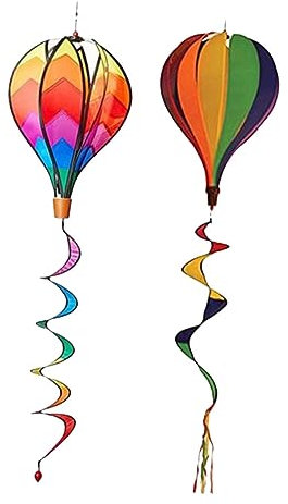 ORFOFE 2 Pieces Hanging Balloons Spinners Air Decoration Wind Socks and Spinners Hot Air Balloon Spiral Summer Decorate Rainbow Garden Hot Air Balloon Wind Spinner Colorful Outdoor Whirligig Toy Garde