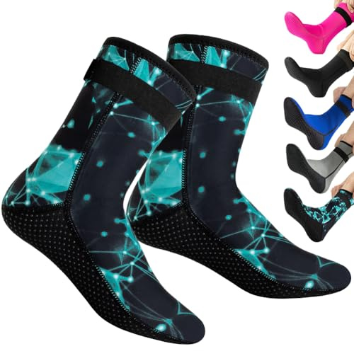 HINATAA 3MM Neoprensocken für Damen Herren, Tauchsocken Schnorcheln Socken, Warm schwimmsocken, Beachvolleyball Socken für Schnorcheln, Surfen, Schwimmen, Segeln, Tauchen, Wassersport (XS, Grün)