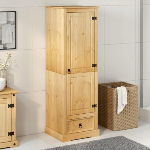 Gecheer Kleiderschrank Garderobenschrank Schlafzimmerschrank Mehrzweckschrank Dielenschrank Corona 55x50x170 cm Massivholz Kiefer
