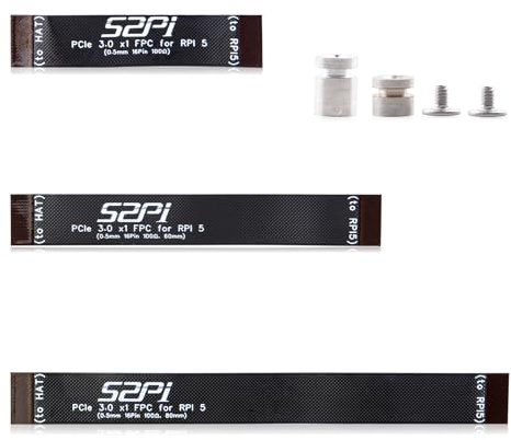 GeeekPi 3PCS FPC Cable Set 16Pin 0.5mm Pitch for Raspberry Pi 5 PCIe to NVMe SSD Shield (40mm / 60mm / 80mm Length)