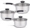 AKH HOUSEWARE Stainless Steel Non-Stick Saucepan Set | Induction Hob Pan with Lid | Multipurpose Cooking Pot | Soup Pan | Suitable for All Hobs (Set of 3)