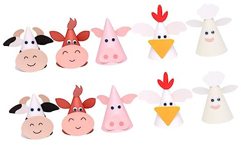 MOLUCKFU 10er-set Diy Papierhüte Cartoon-tier-design Geburtstagspartyhüte Für Kinder