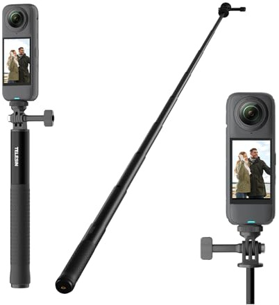 150cm/60 Invisible Extended Selfie Stick for Insta 360 X5 X4 Action Cameras, 1/4 Extended Monopod Pole, Upgraded Aluminum Alloy, Ultra-Smooth Telescopic Design for Professional Sports Photography