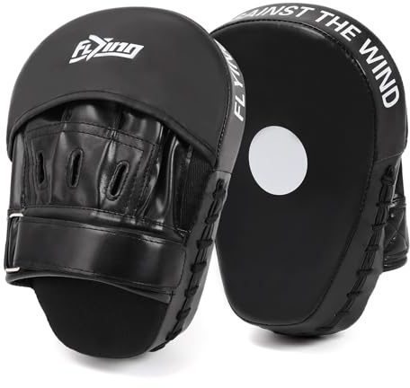 Boxning, böjd focus, punching Mitts för män, kvinnor, läderboxningsdynor för kampkonst, boxträning, böjd punch Mitts för karate, kickboxing, muay thai, taekwondo (svart/vit)