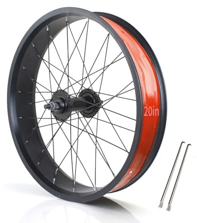 20in/24in/26in X 4.0 Fat Tire Bike Wheels Disc Brake Snow Bike Front Rear Wheel Quick Release 135mm/195mm 36H Hubs Beach Bike Wheelset For 7/8/9/10s Rotary Freewheel 14G Spokes(Front wheel,20IN)
