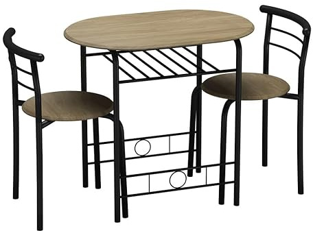 URBNLIVING 3-Piece Dining Table Set with 2 Chairs – Compact Kitchen & Breakfast Nook Furniture, Space-Saving Design for Small Apartments, Modern Style Dining Room Table Set Easy Assembly