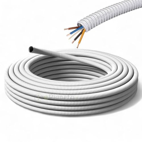 Guaina spiralata diametro Ø 25 mm rotolo 10 metri in PVC grigio Tubo flessibile per protezione cavi elettrici