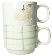 BRANDANI “Le Zucche” Tazze impilabili set 2 pz in stoneware D 10,5×8,5 h – decori in rilievo.
