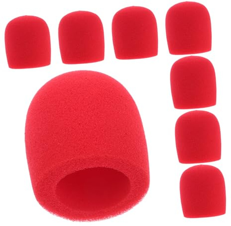 GOOHOCHY 8 Stück Roter Schaumstoff Mikrofon Windschutz Für Handmikrofone Popfilter Waschbare Mikrofon Schutzkappen Für Ktv Heimaufnahmen Und Öffentliche Reden