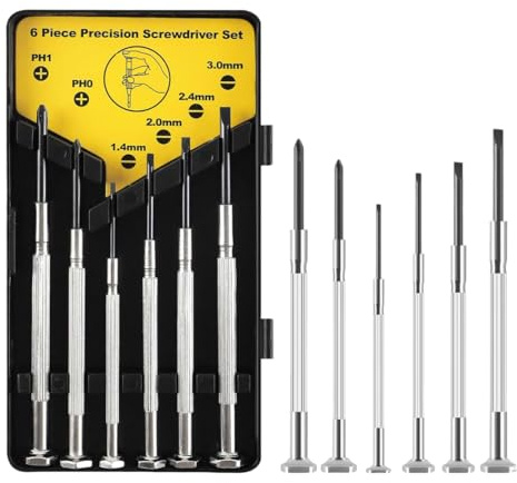 Set Cacciaviti Precisione, 6 Pezzi, Set di Cacciaviti Orologiaio, Cacciavite Per Occhiali, Set Cacciaviti Piccoli, per La Riparazione di Strumenti di Precisione, Occhiali, Laptop, Console di Gioco