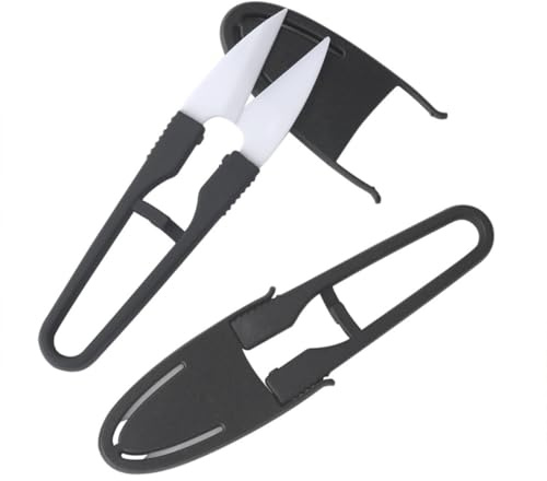 VILLCASE Forbici da Ricamo con Copertura con Lama in Ceramica Taglio Preciso di Fili e Linee da Pesca e Manico in Plastica Nero a Forma di U per Cucito e Artigianato