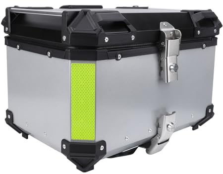Alomejor Top Case de Moto en Alliage d'Aluminium Boîte de Queue de Moto 50L Rangement Verrouillable à Dégagement Rapide avec Autocollant Réfléchissant et Dossier pour Scooter Touring Navetteurs