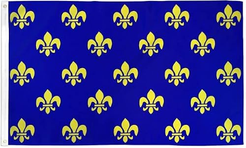 Pavillon Nautique Fleur de Lys (Bleu Multicolore) Pavillon Jardin 3x5 FT | RéSistant Aux IntempéRie Grande Drapeau Double Face Géant Pavillon CéLéBrations Carnaval