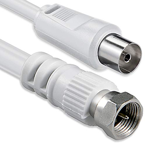 1aTTack.de SAT Antennenkabel Adapterkabel 1,5 Meter 2x geschirmt F-Stecker > Koax-Buchse SAT weiß F-Koax Ku 75db