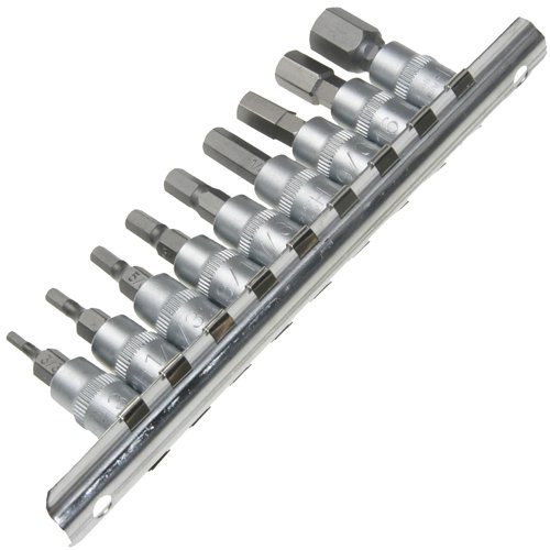 Alkan Innensechskant Stecknuss Satz zöllig 3/32-3/8 9-tlg | Zöllige Innen-6-kant Stecknüsse 3/32 bis 3/8, 9-tlg Satz aus Chrom-Vanadium-Stahl auf Steckschiene