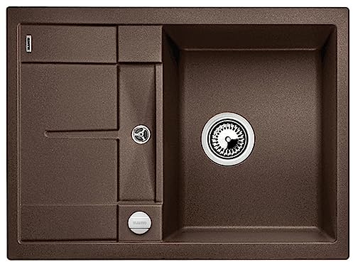 BLANCO METRA 45 S Compact – Fregadero Rectangular de Granito para Armarios Bajos de 45 cm de Ancho – Con Escurridor Reducido – Acabado SILGRANIT – Marrón – 519581