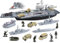 deAO Aircraft Carrier Models Age 3+ with Small Scale Model Planes, Trucks, Helicopter, Tank, Submarine, Battleships, Action Figures Present Gift for Boys
