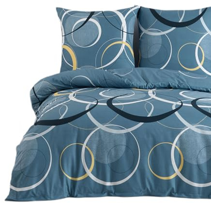 Buymax Bettwäsche 200x200 cm – Bettwäsche Set 3-teilig 200 x 200 cm, Renforcé 100% Baumwolle, Bettbezug mit 2 Kissenbezügen 80x80 cm, Oeko-TEX, Reißverschluss, weich und atmungsaktiv