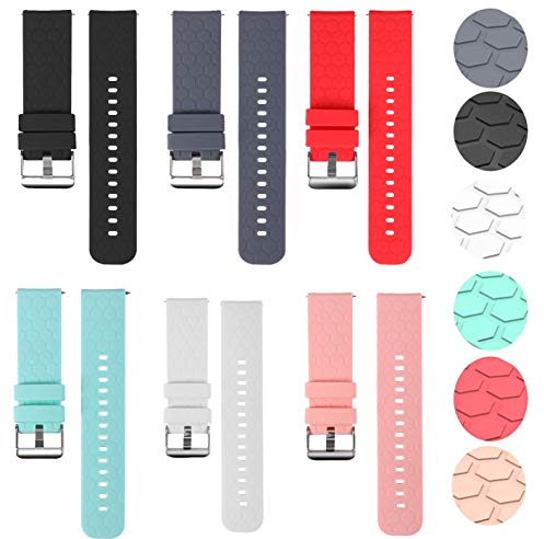RuenTech Band Kompatibel mit Garmin Vivoactive 4S/Vivomove 3S Armband Ersatz-Silikonarmbänder Kompatibel mit Venu 3S/Venu 2S/Forerunner 265S/255S Smartwatch (6 Colors)