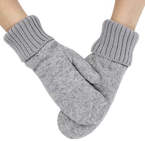 IBLUELOVER Moufle Femme Gants Hiver Chauds Gants Thermique en suède et Tricoté Laine Gants élégance Mignon Simple Moufle Couleur Pure Gloves Doublure Polaire Gants pour Voiture Ski Moto Vélo Noël