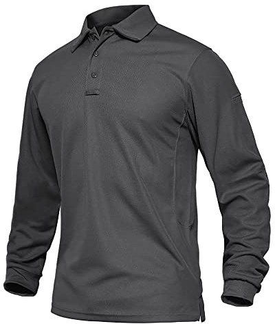 EKLENTSON Men's Polo Shirts Long Sleeve Quick Dry Golf Top with Pocket | Lightweight Breathable Collared T-Shirt,Outdoor,Hiking,Athletic,Tennis,Running,Military,Tactical