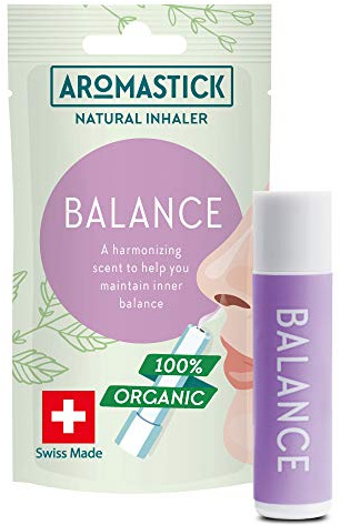 Aromatherapy Nasal Inhaler [Swiss Made] Organic Essential Oils Set Diffuser [ Portable Aromatherapy Stick] (1 Stick, Focus) (1 Count (Pack of 1), Balance)