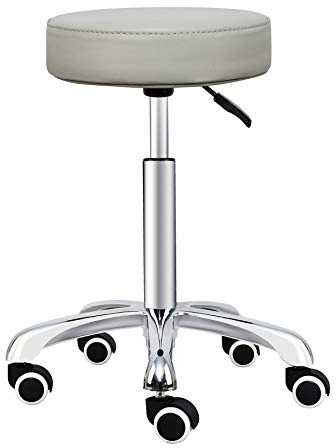 Tabouret pivotant à Hauteur réglable avec Roues Chaise Ronde Robuste pour Bureau à Domicile Salon Spa (Gris)